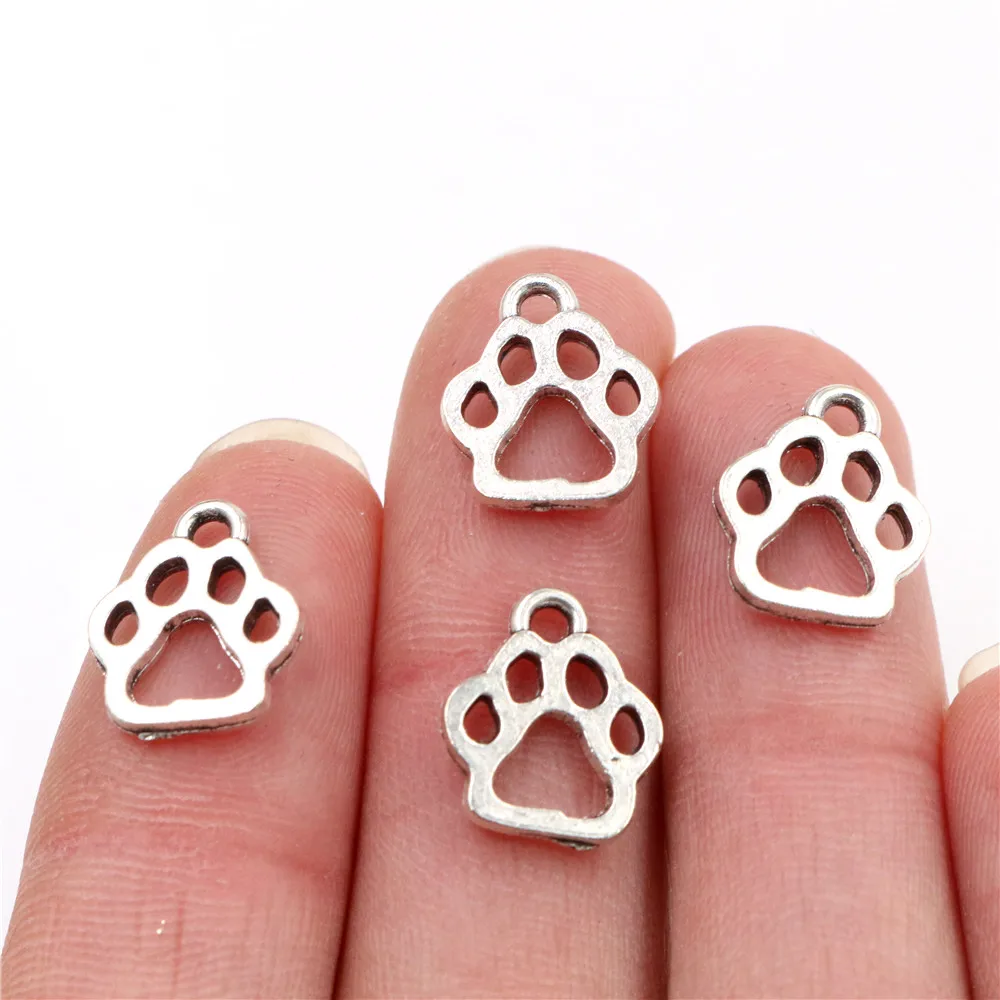 20pcs Charms dog paw 13x11mm Tibetan Silver Plated Pendants Antique Jewelry Making DIY Handmade Craft