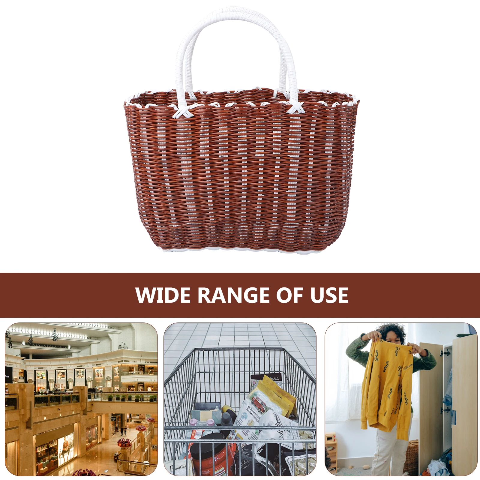 

Plastic Storage Baskets Classic Color Smooth Portable Sturdy Handles Shopping Vegetables Organizer Retro Comfortable