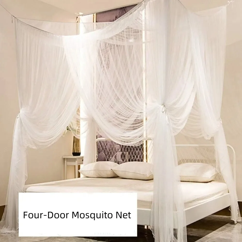 

New Four-Door Mosquito Net Double Bed Size Breathable Insect Net Netting Prevent Square Mesh Cover Home