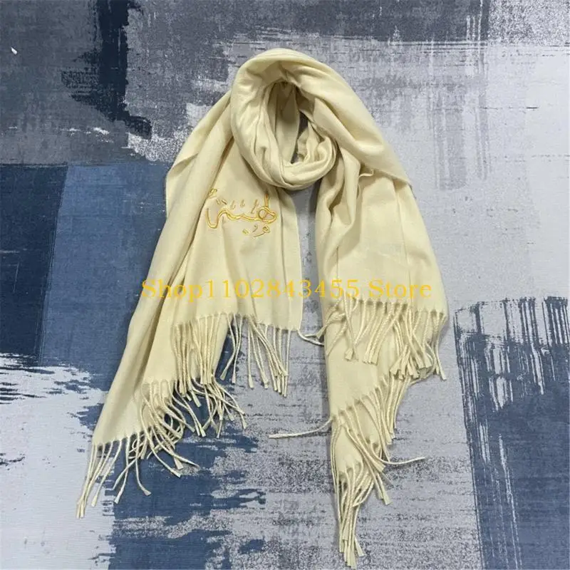 

49MC Fashionable Embroidered Hijab Golden Stitching Prayer Scarf Shawl for Women Men