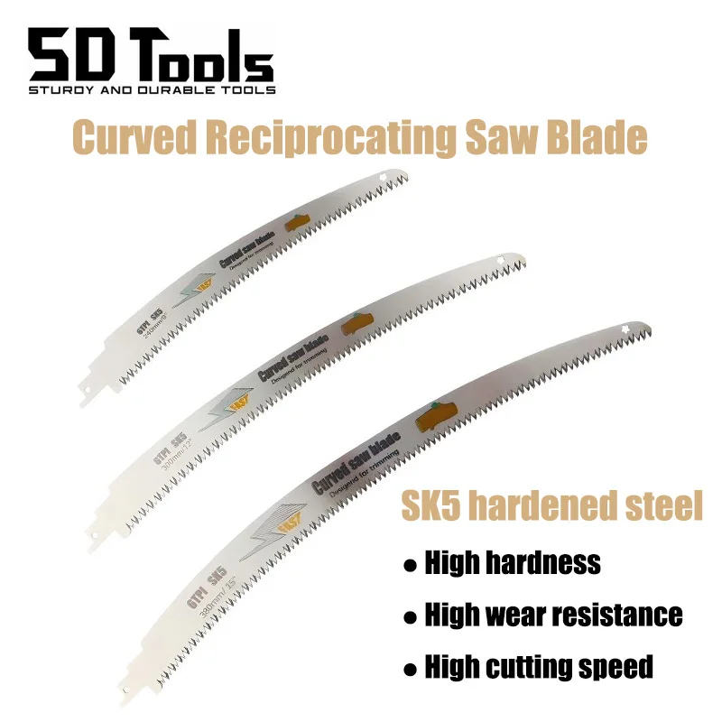 SK5 Japanese Teeth Reciprocating Saw Blades Kit 9/15/18 Inch 6TPI Curved Edge Saw Blades For Wood Pruning Cutting Tree Trimming