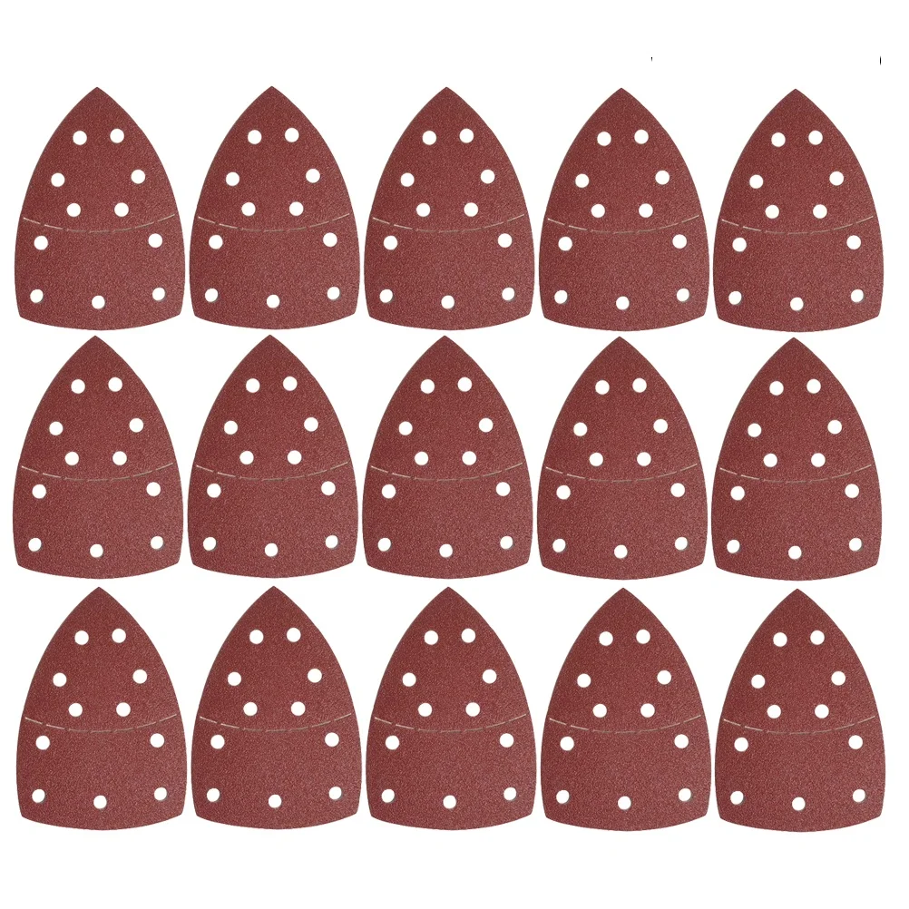 

50pcs Back Velvet Sandpaper Set 11 Holes Multi Functional Grinding Polishing Tool for Plastic Stone Glass Triangle