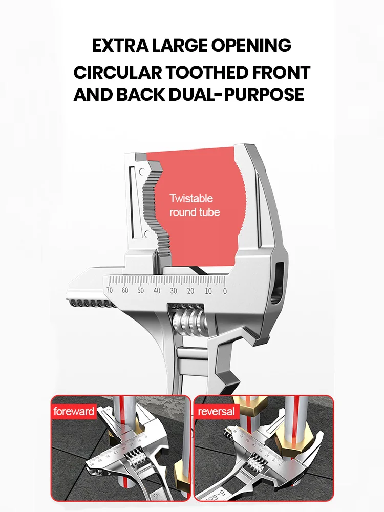 범용 수리 세트, 욕실 수공구, 대형 오프닝 파이프 렌치 너트 키, 조절 가능한 스패너, 가정 수리 도구 렌치, 6-68mm