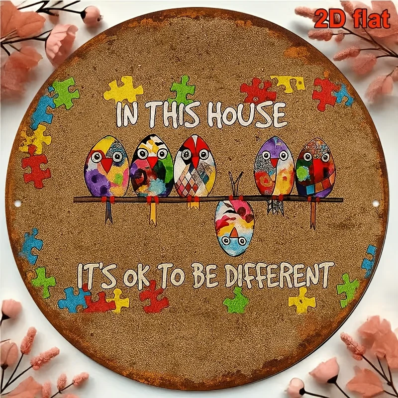 2D Flat, 2D Flat Faux Wood Hanging Ornament, Round Wooden Sign with 