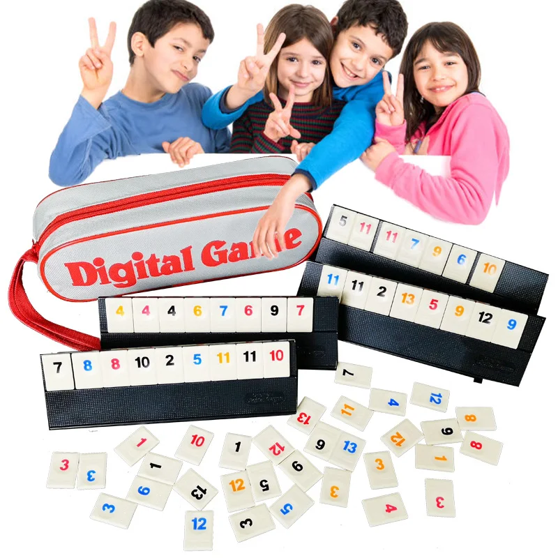 Kids Fast Moving Rummy Tile Classic Board Game 2-4 People Israel Mahjong Digital Game Hotest Party Social Game Portable Gift