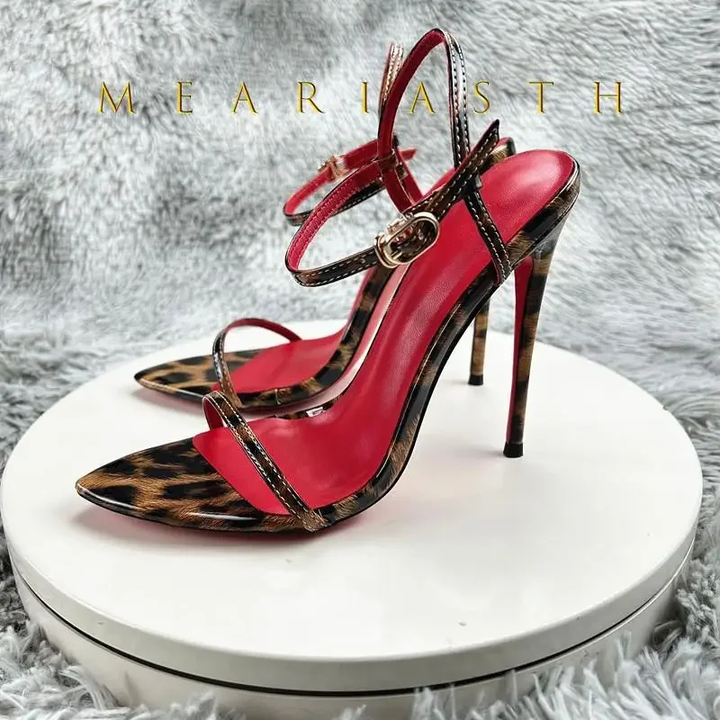 

Летние пикантные новые красные женские босоножки на высоком каблуке 12 см, элегантные туфли на тонком каблуке с острым носком для вечеринки, свадьбы и танцев
