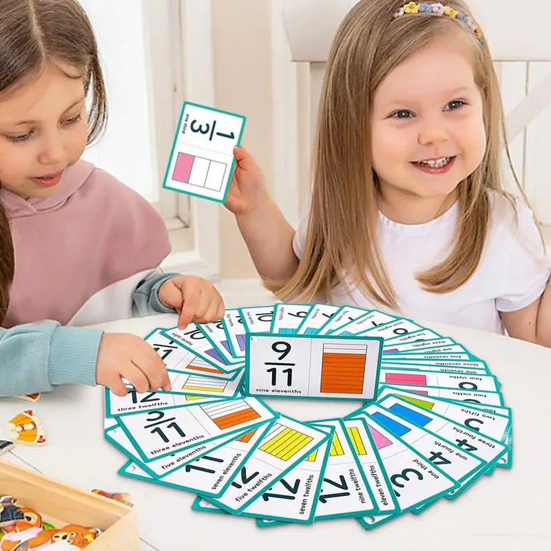 Fractions Playing Cards 35 Cards Learning Fraction Toy Educational Math Flash Cards Math Learning Tool From 1 To 12 For School