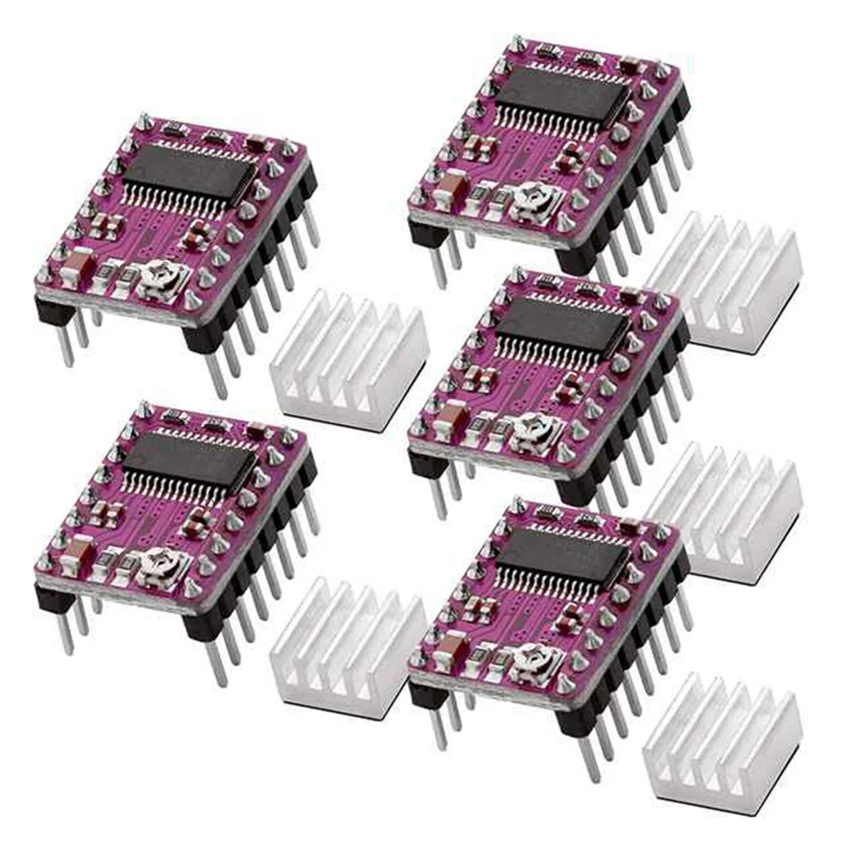 5Pcs Stepper Motor Driver Board StepStick DRV8825 Stepping Driver Controller Step Engine Module Radiator Heat Sink