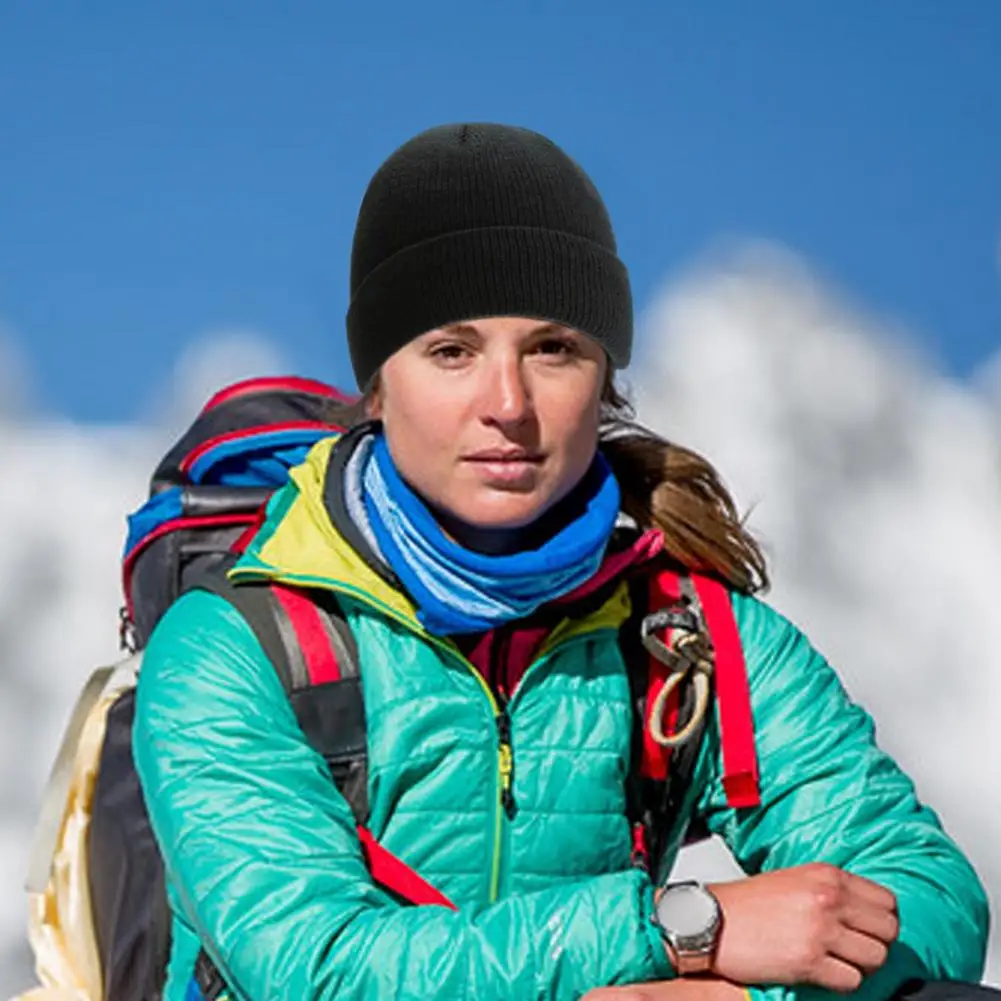 

Velvet Knitted Hat Winter Knitted Hat with Fleece Lining for Outdoor Activities Unisex Windproof for Cycling Skiing Hiking Men