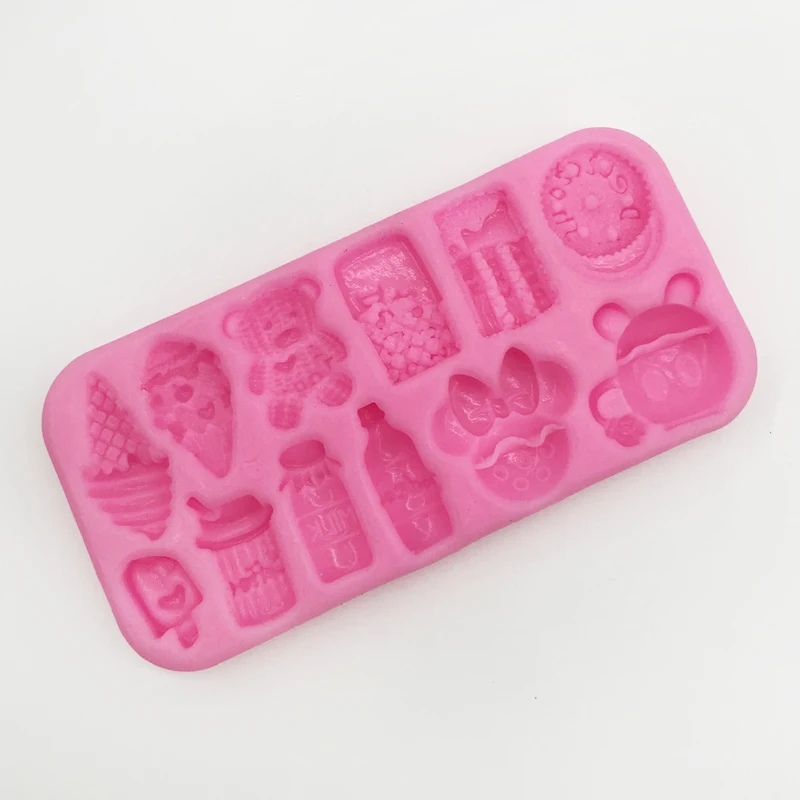Soft Silicone Food Re-ment Mold Chocolate Fondant DIY Making Tool Cake Decorating Cookie Children\'s Baby Plug-in Candy Toy