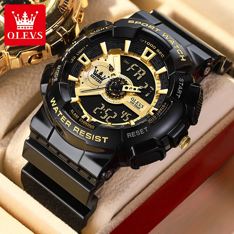 OLEVS Brand Multifunctional Dual Display Clock 2023 New Men Sports Chronograph Watch 50M Waterproof Automatic Calendar Reloj