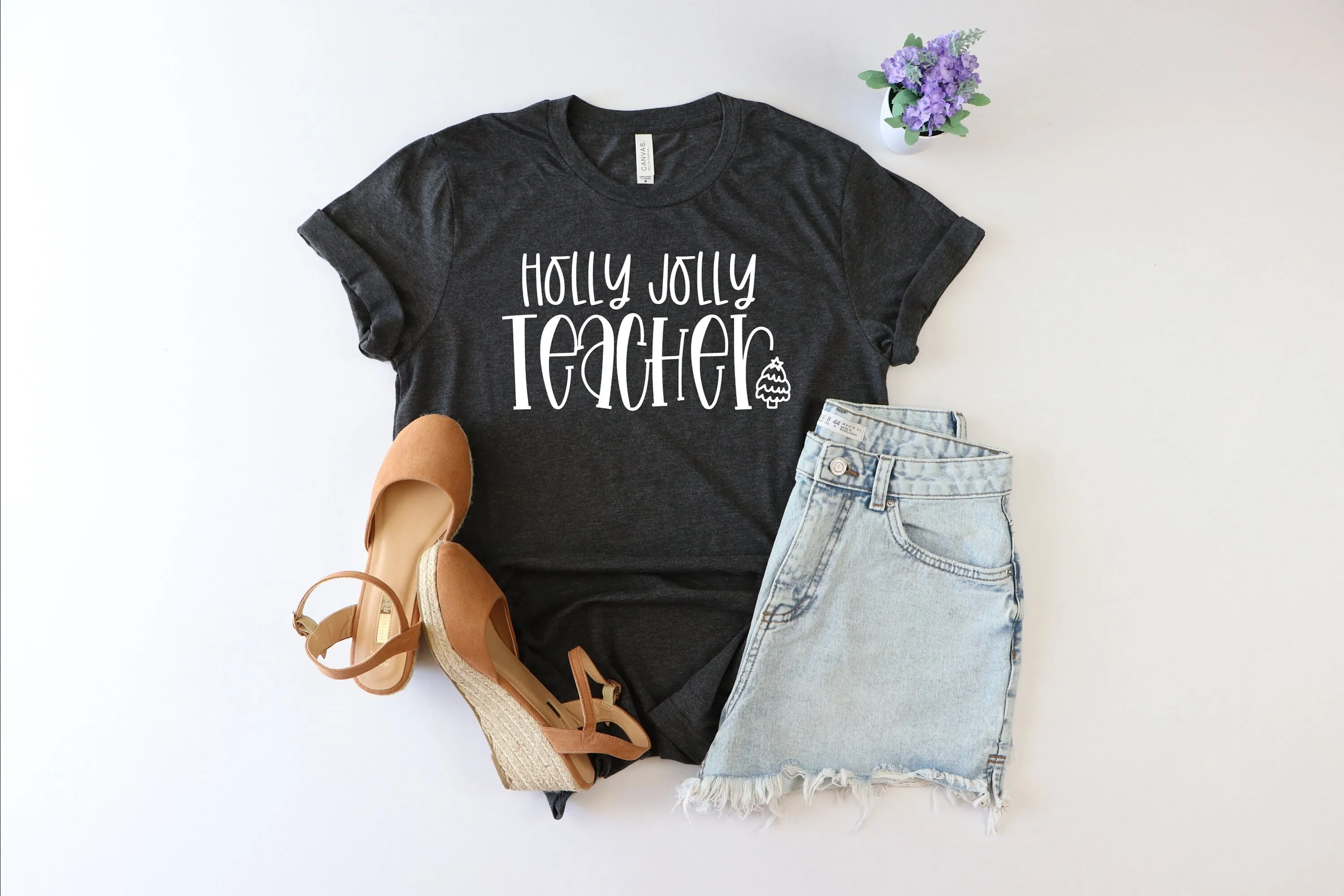 Holly jolly teacher shirt Funny Christmas 2021 T party tee