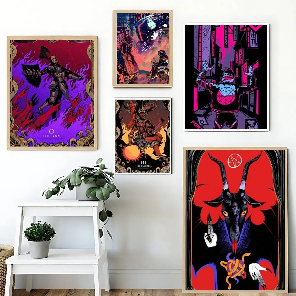 Cyberpunk Demon Tarot Card Poster Canvas Painting For Living Room Home Decor Poster Fans Gifts-unframed Poster Waterproof Wall A