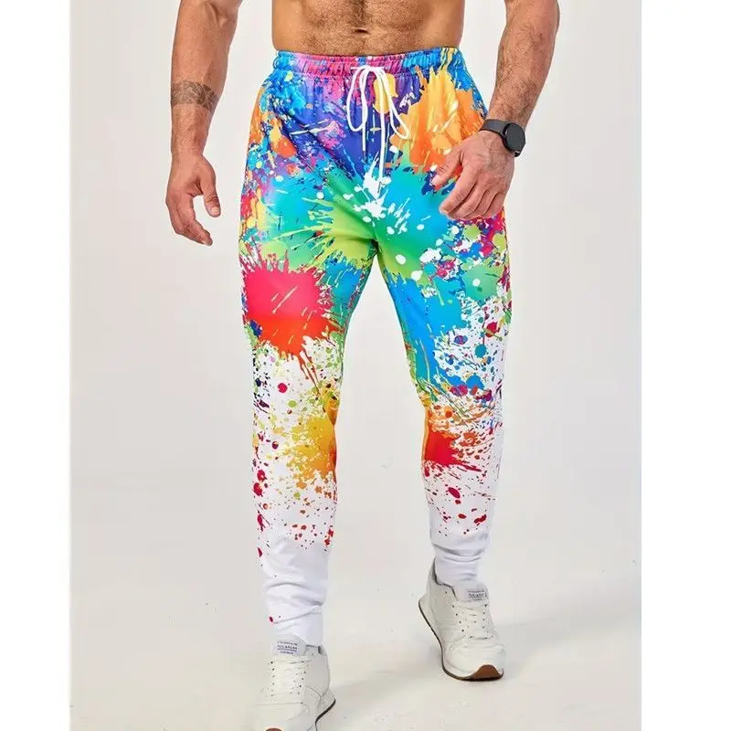 Spring and Autumn Hot Selling Graffiti 3D Printed Pants, Men's Trendy Fashion Casual Pants