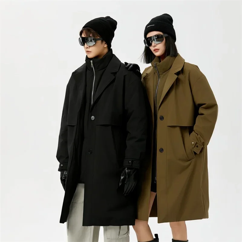 

Winter Comfortable Gender Neutral Style Long Down Coat Fleece Lined Couple Coat Outdoor Climbing Fashionable Trend Soft Jackets