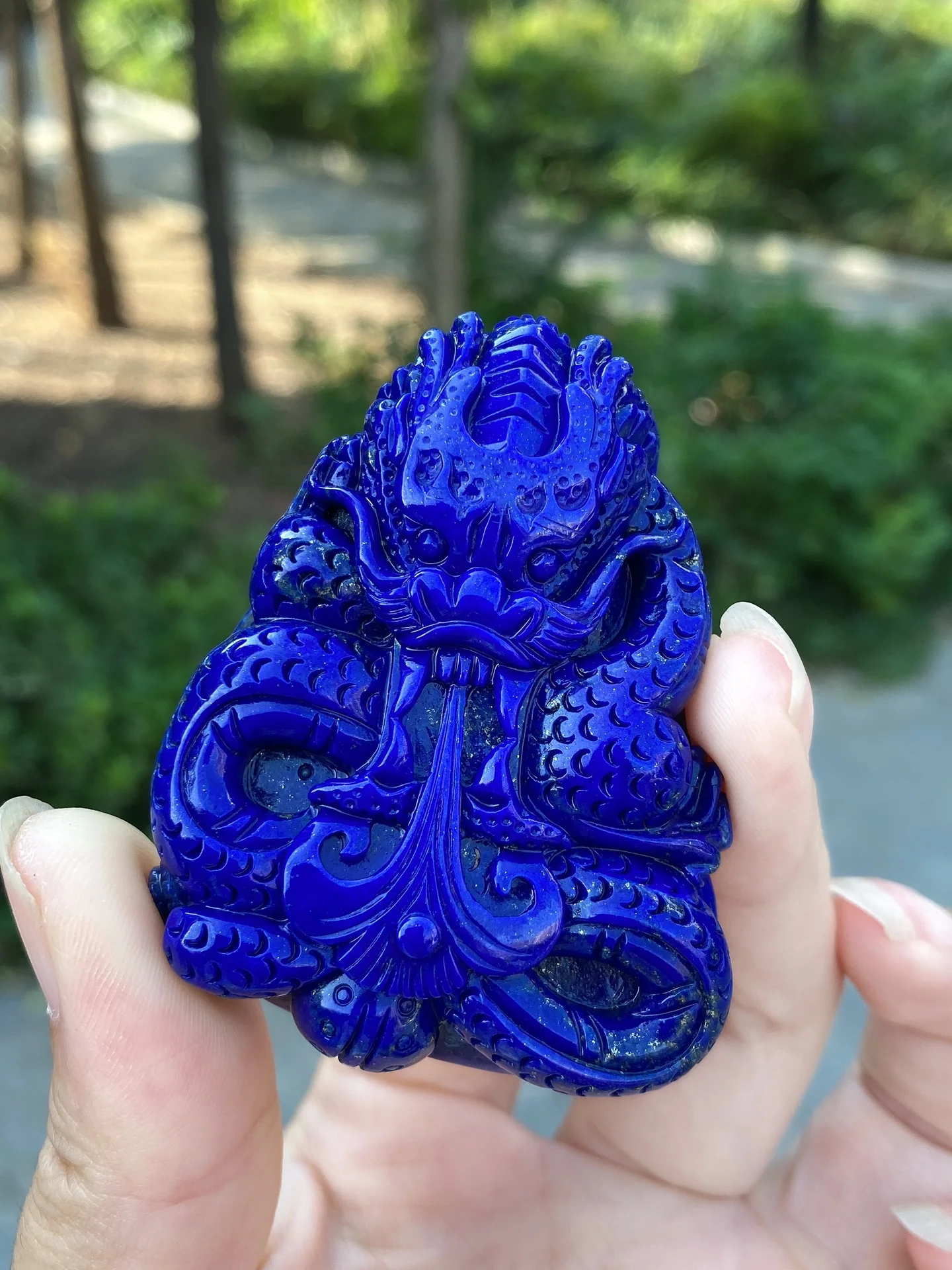 Natural Blue Lapis Lazuli Pendant Dragon Necklace 63x48x14mm Women Men Beads Jewelry Gemstone AAAAAA