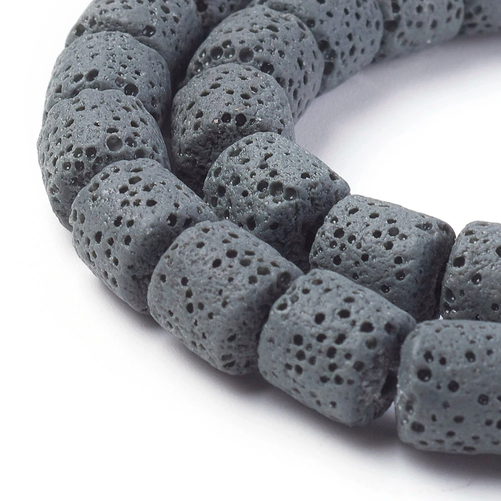 46 pcs/Strand 8mm Natural Lava Rock Column Gray Black Loose Beads Natural Stone Beads For DIY Necklace Bracelet Jewelry Making