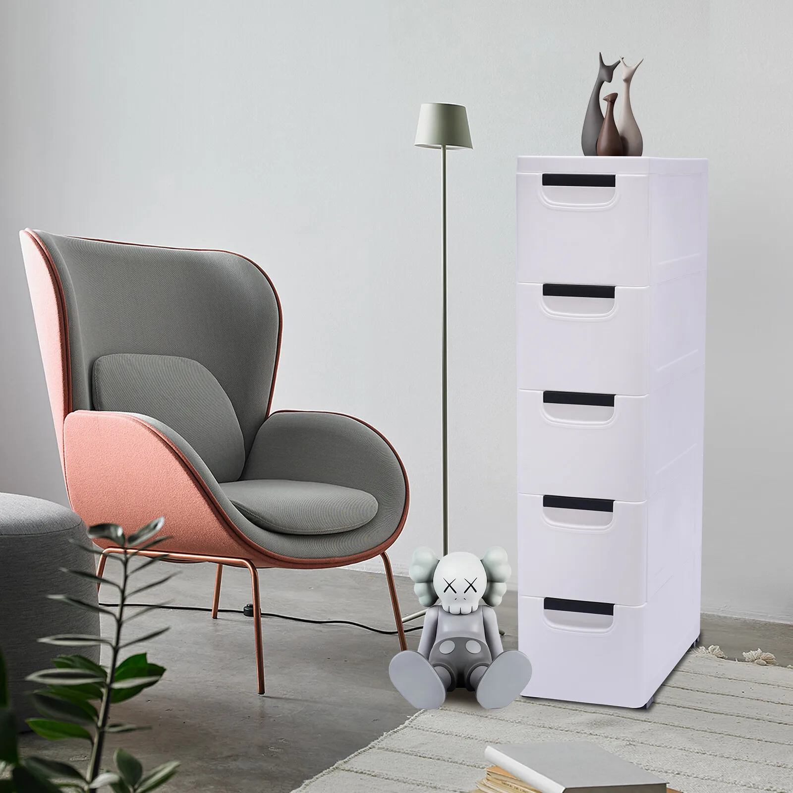 

Wardrobe Vertical Tall Dresser Storage Organizer Tower With 5 Drawers Closet