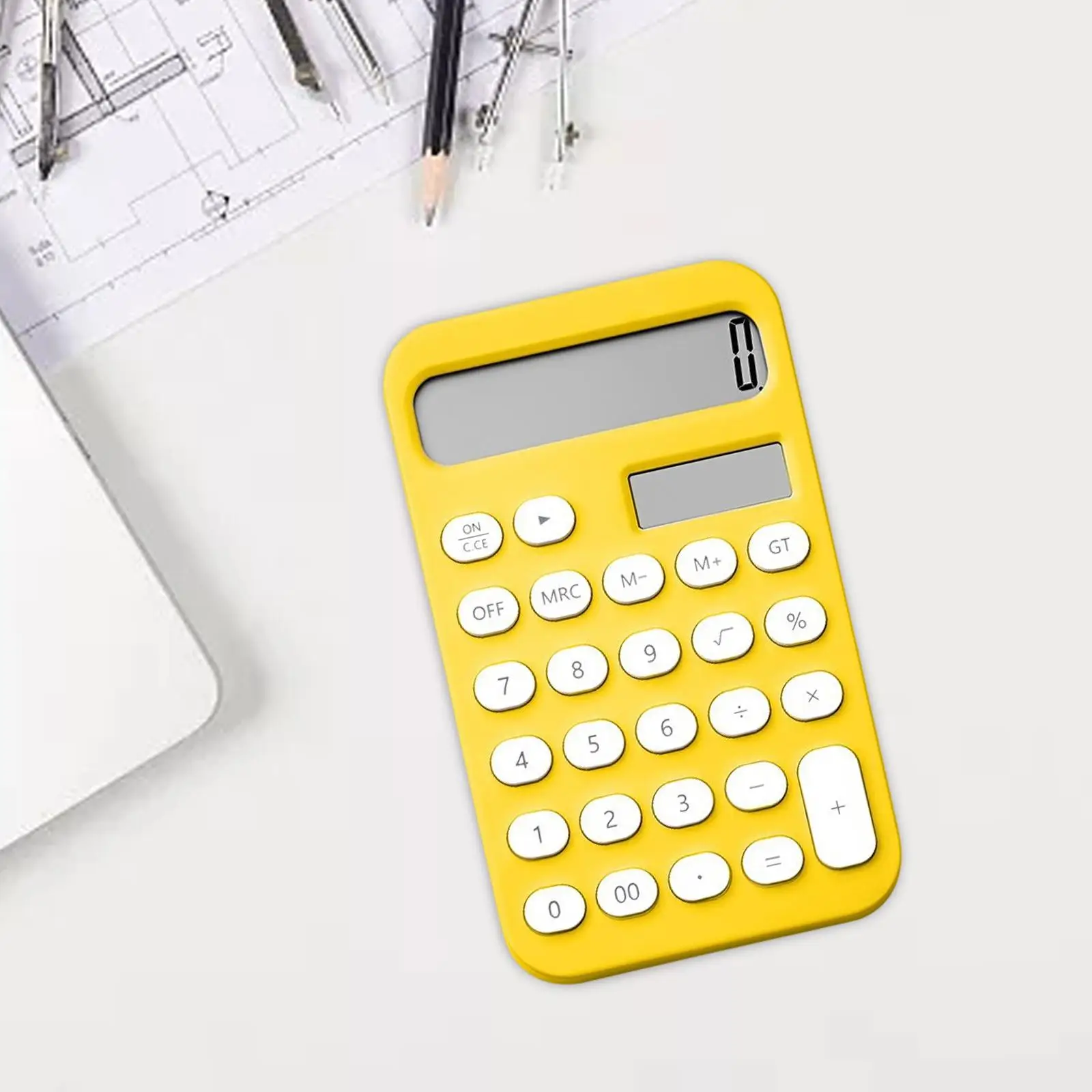 Calculadora de escritorio antideslizante con botones ovalados, Calculadora financiera de 12 dígitos para oficina y hogar