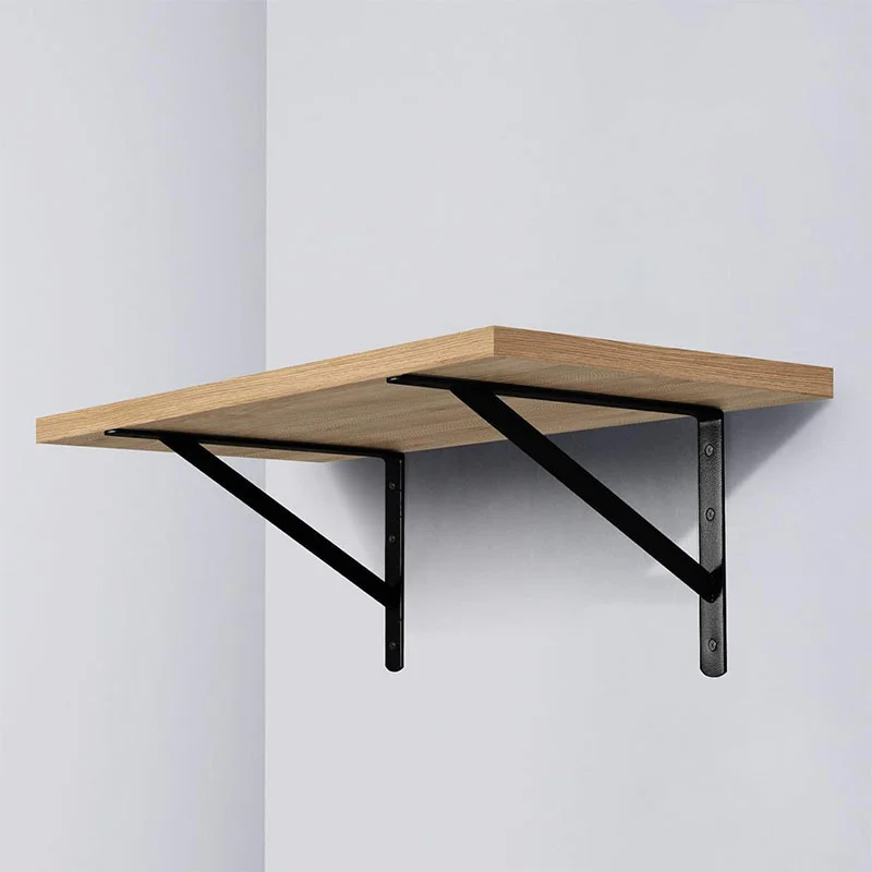 6PCS Regal Schwimmende Regal Stativ Halterung Heavy Duty Schwarz Stahl für Dekorative Wand Halterung Joint Winkel mit Schrauben