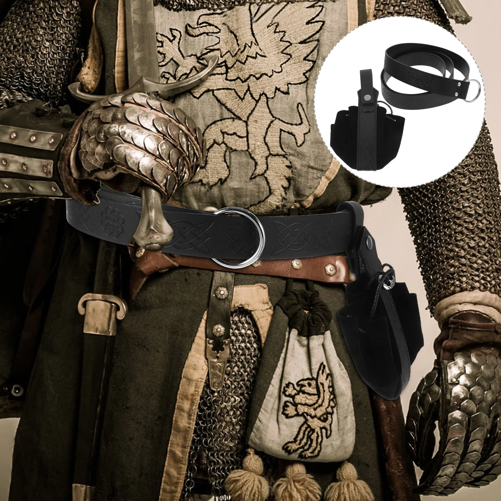 

Knight Belt Scabbard Bag Viking Pouch Cosplay Medieval Men's Pouches for Renaissance Accessories Set