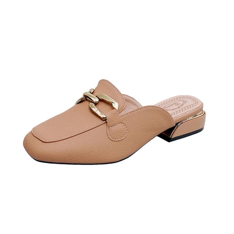 2024 Spring Summer Women Mules Shoes Brand Slippers Fashion Round Toe Bowknot Baotou Straw Plaited Article Fisherman Slippers