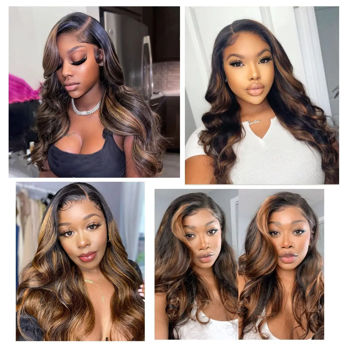 Ombre Highlight 13X6 Body Wave Lace Front Wigs Human Hair 1B/30 Brown Colored HD Transparent Lace Frontal Wigs Pre Plucked 180% Density 30 Inch Balayage Glueless Wig for Women image 8