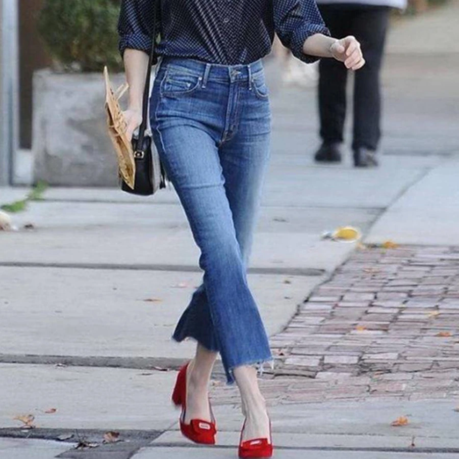 

Maxdutti Summer Elegant Top Quality Mom Jeans Fashion Blogger Cropped Jeans Women's Jeans Woman Clothes Women's Denim Pants