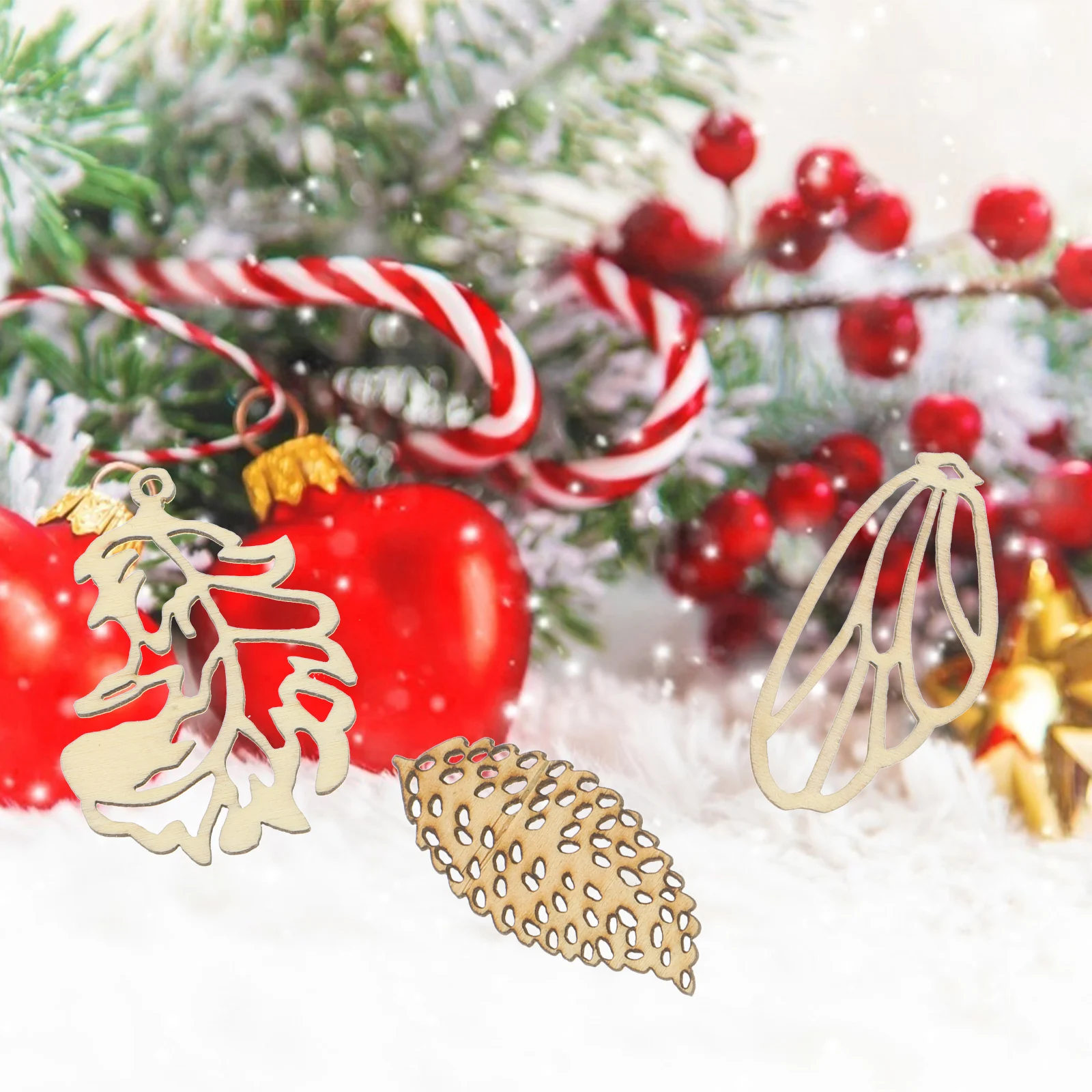 

100 Pcs Wooden Leaf Shapes Smooth Crafts for Christmas Birthday Wedding Party Decorations Hollow Sewing Accessories Wood