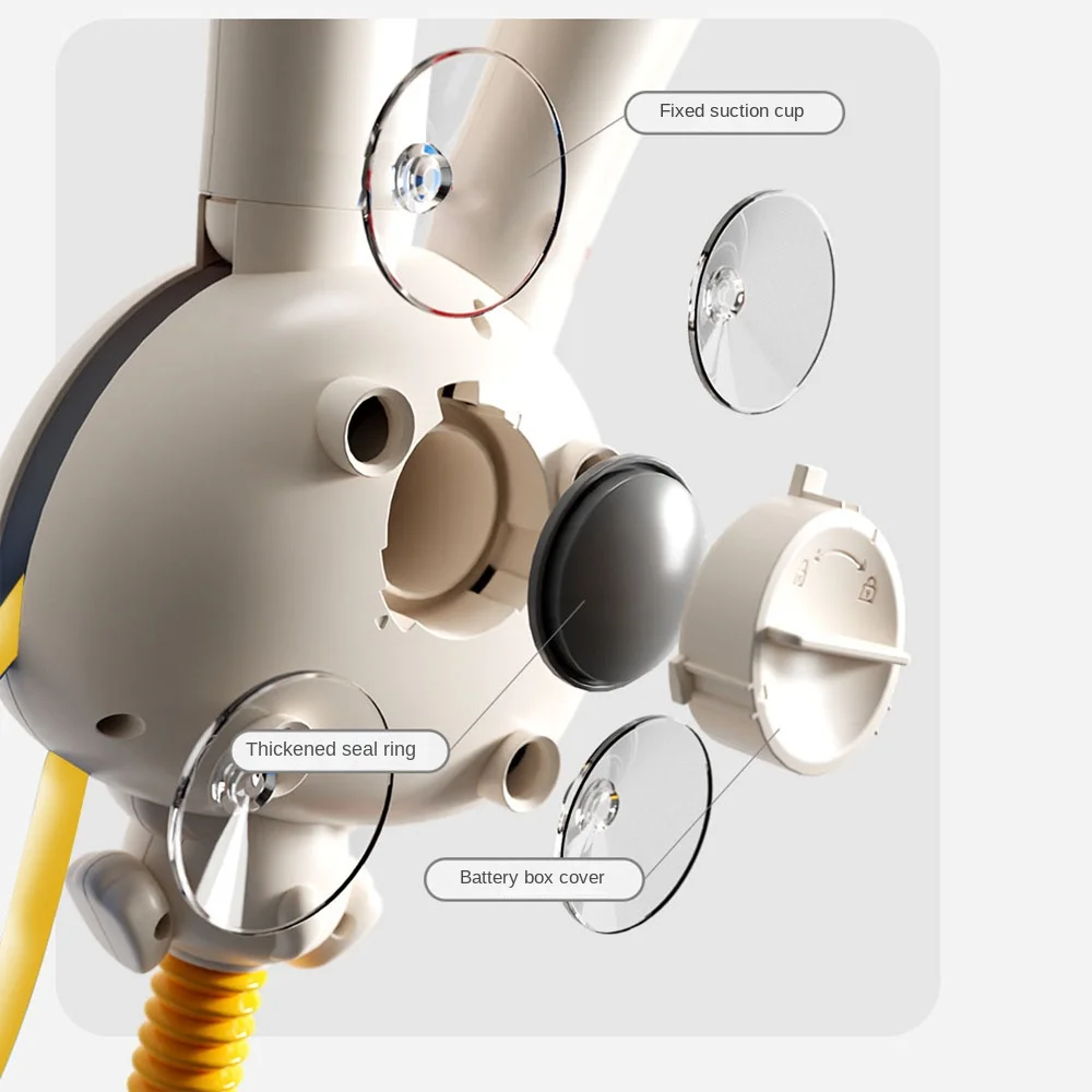 Brinquedo de chuveiro de coelho infantil removível com cabeças de chuveiro retrátil brinquedo de spray de água elétrico para bebê 3 modos de spray à prova d'água
