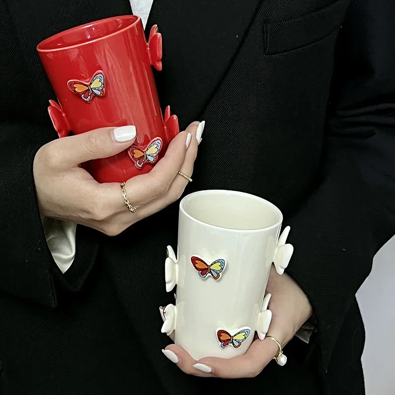 

Creative Three-Dimensional Butterfly Mug Nordic Style Household Ceramics Coffee Mugs Couple Water Cup Office Home Drinkware Tool