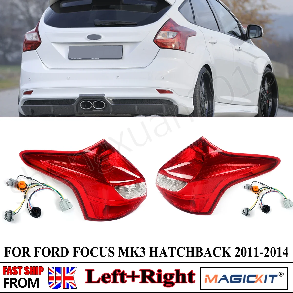 FOR FORD FOCUS MK3 TAIL LIGHT PASSENGER REAR LEFT&RIGHT SIDE 2011-14 5 DOOR HATCHBACK