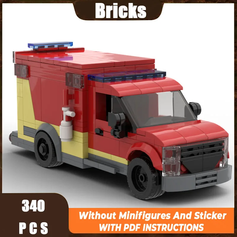 

New MOC Building Blocks Model City Los Angeles Fire Brigade Ambulance Children's Toy Gift DIY Assembly Set