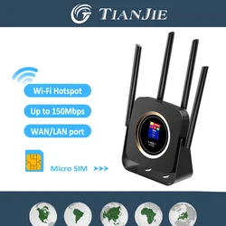 TIANJIE 4G LTE Router Wireless CPE SIM Card Modem with WIFI Hotspot Portable Network Device for Game/Home & Travel Connectivity