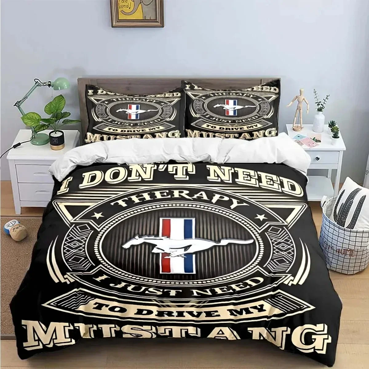 3D Print Mustang Car Logo Bedding Set Boys Girls Twin Queen King Size Duvet Cover Pillowcase Bed boys Adult Home Textileextile