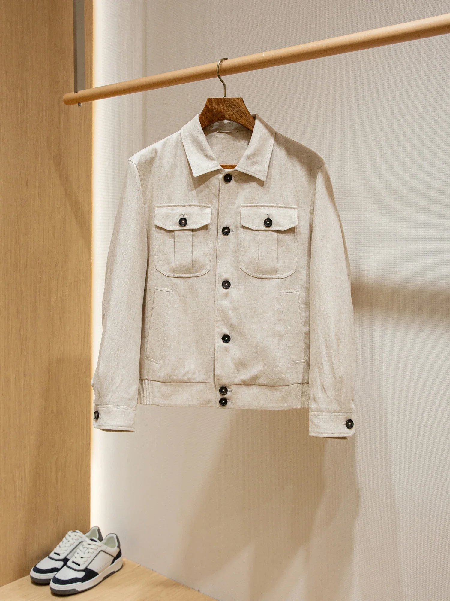 

Linen blend spring men's thin lapel casual jacket