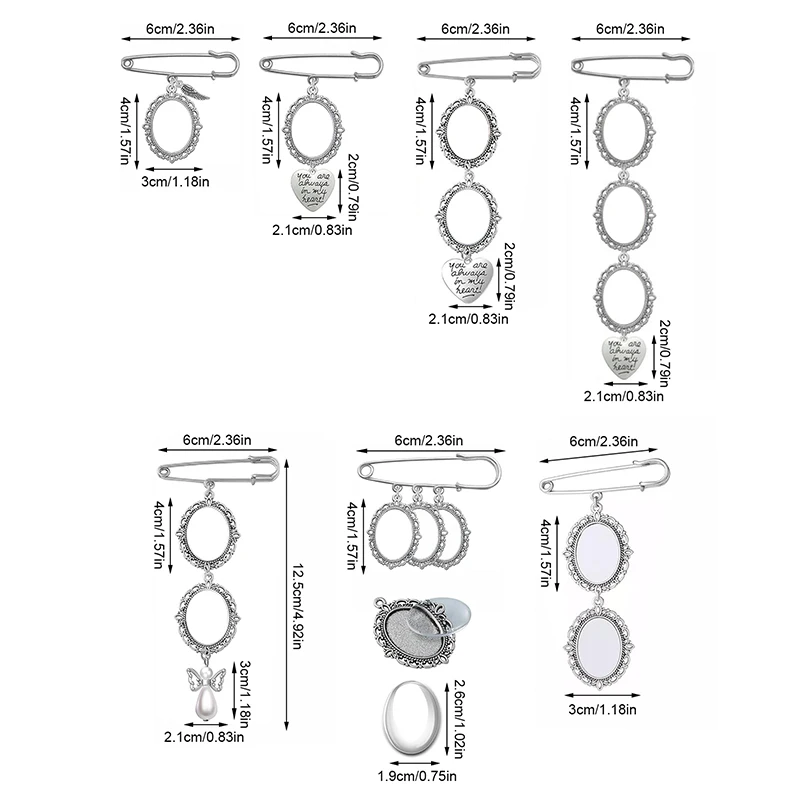 Hochzeits strauß Foto Broschen Pin Metall Engel Flügel Foto rahmen Anhänger für Braut Bräutigam DIY ovale Bilderrahmen Festival Geschenke