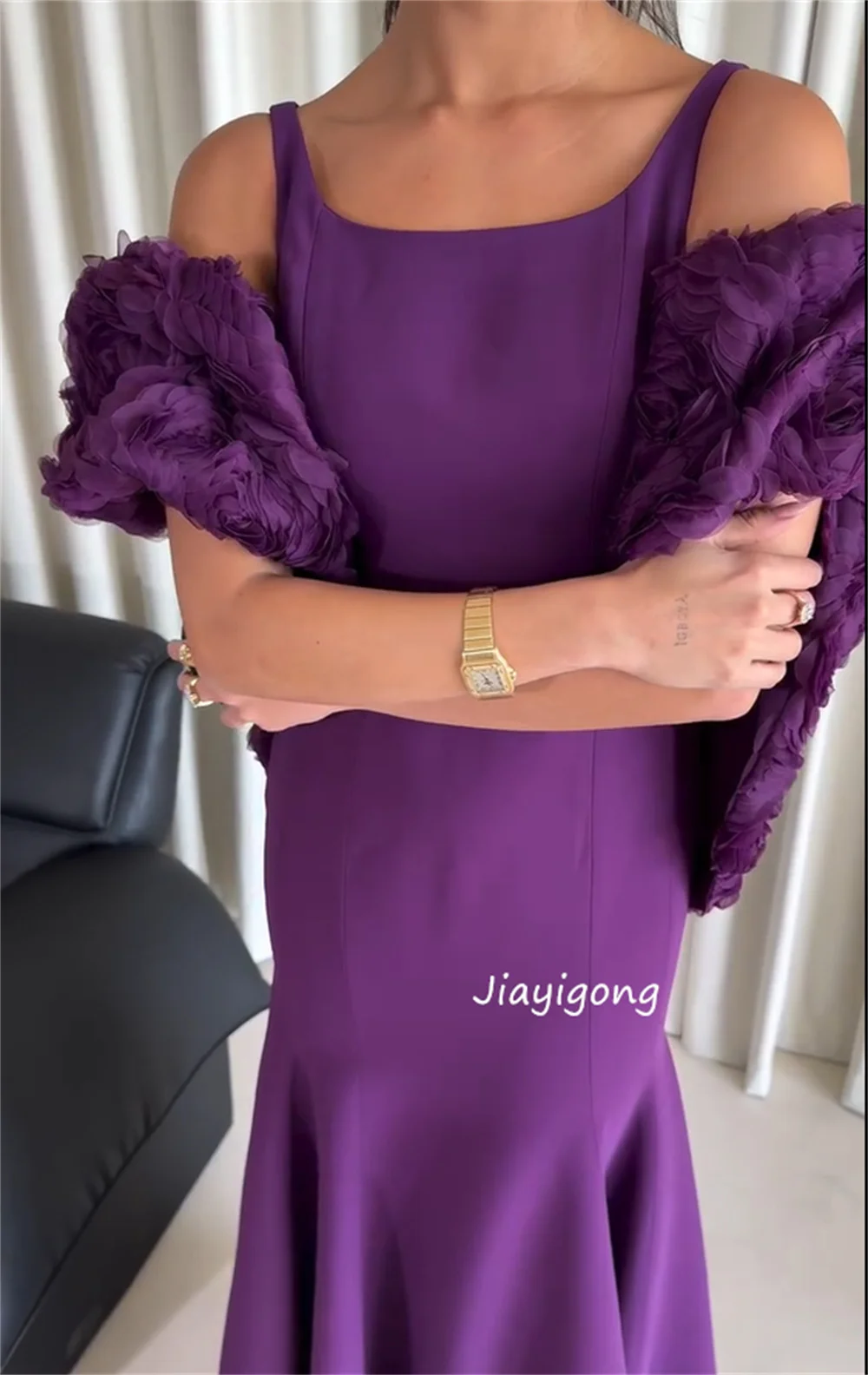 Aangepaste moderne stijl jersey plooipatroon zeemeermin vierkante hals lange jurken op maat gemaakte gelegenheid homecoming hoge kwaliteit