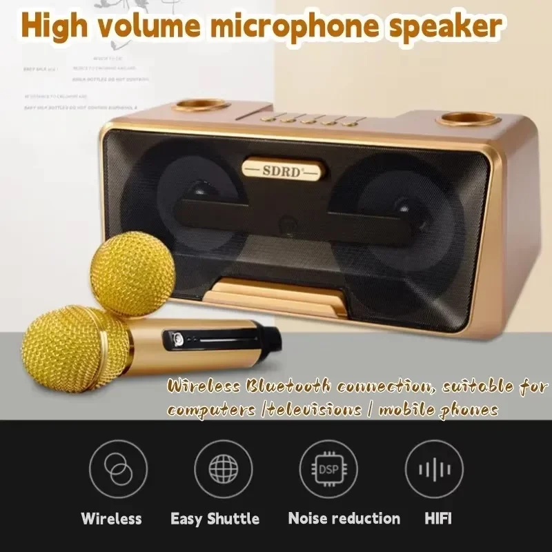 Portable Home KTV Set BoomBox For TV Wireless Karaoke Bluetooth Speaker High Volume HIFI Subwoofer Dual Microphone Caixa De Som