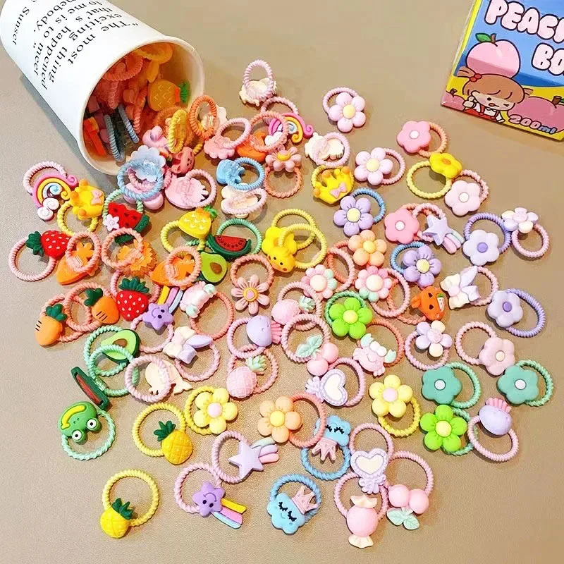 10-50pcs Children's Rubber Band Cute cartoon pattern Does Not Hurt Hair Elastic Good Girl Baby Head Rope Hair Tie Hair Chirp