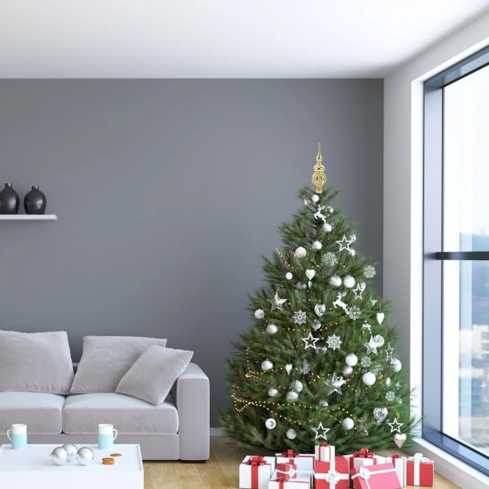 Topper de árvore de Natal da moda antiga, toppers de plástico, decorações douradas, pai