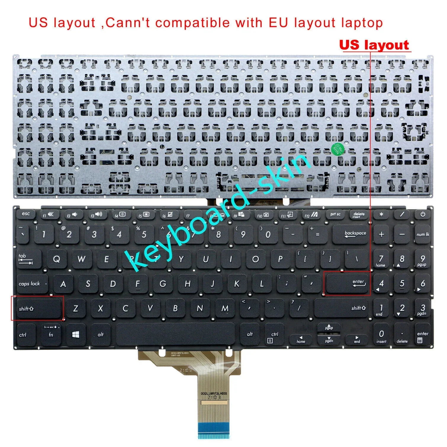 New black US NO-backlit Keyboard for ASUS VivoBook X515 X515E X515EA X515M X515MA X515J X515JA X515DA X515UA X515FA X515M laptop