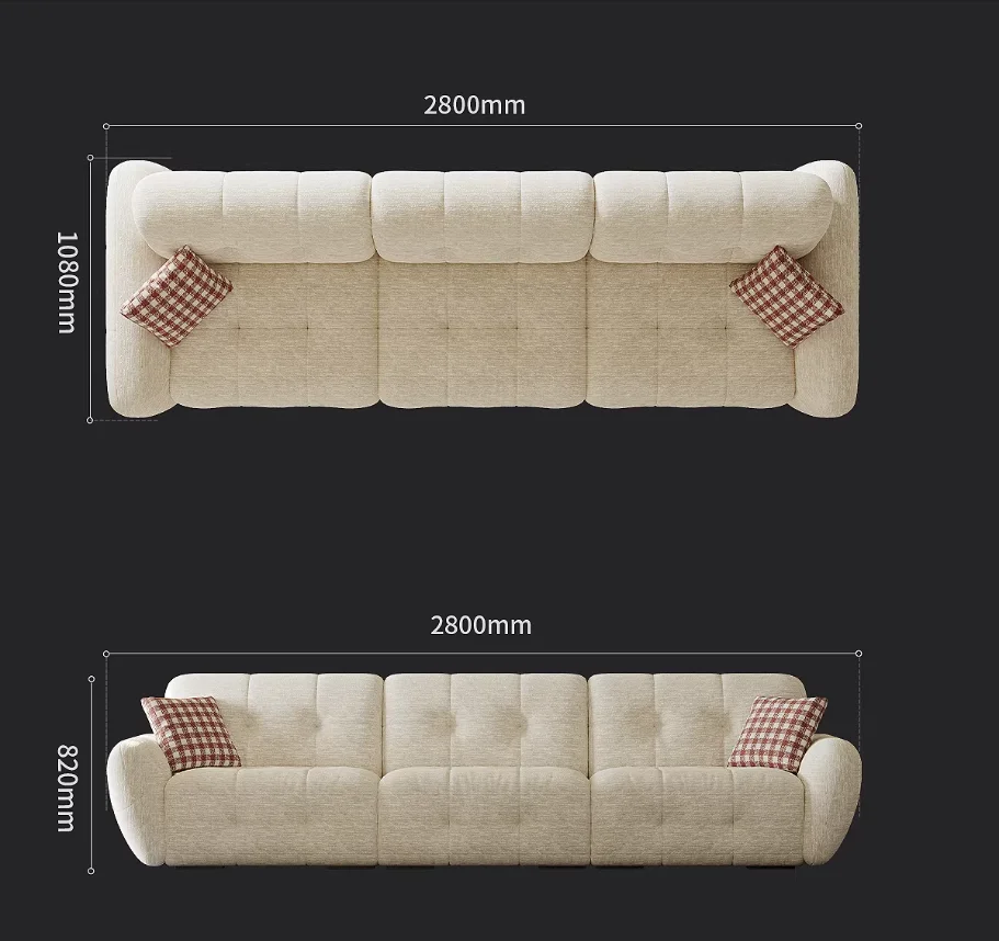 # Sectional Sofa Three Seat Fabric Sofa With Sponge Filling  Large Living Rooms Apartments & Hotels