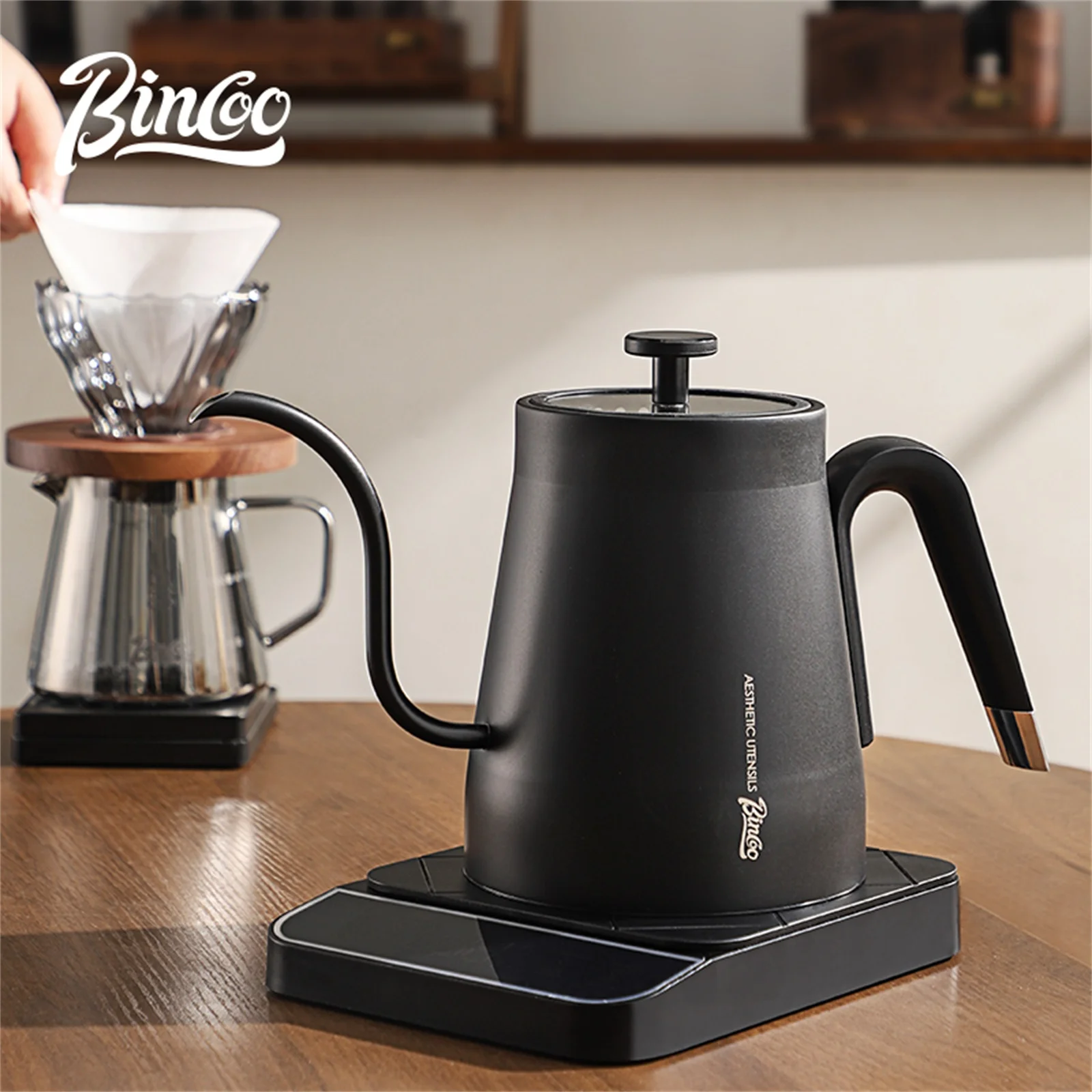BINCOO Intelligent Constant Temperature Control Electric Kettle Hand Brewed Coffee Pot Gooseneck Pot Barista Tools 800ML 220V