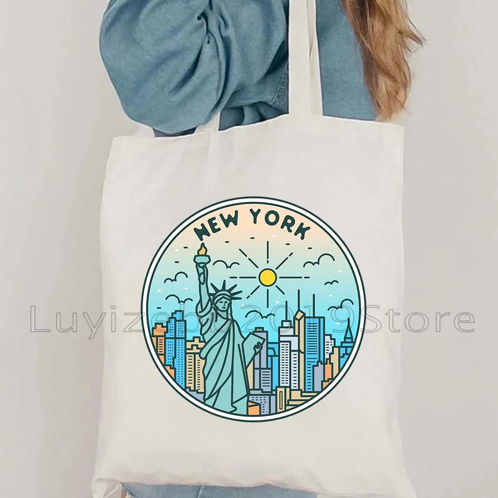 Big Apple New York NYC Statue of Liberty USA America San Francisco Travel Cute Gifts Canvas Totes Bag Shopper Shoulder Handbags