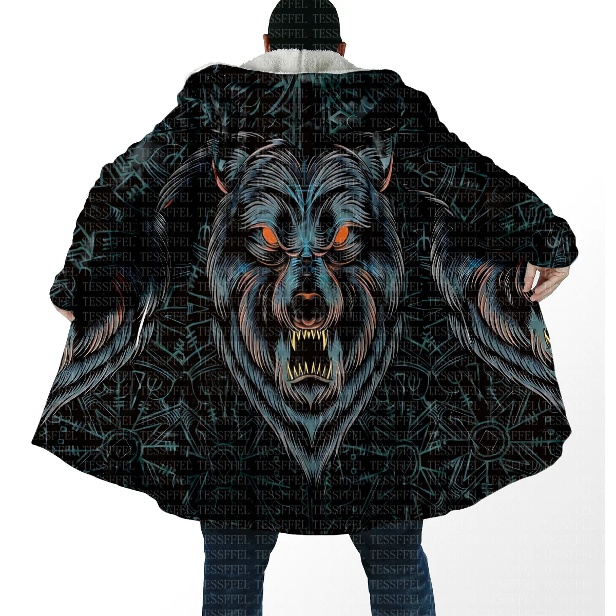 

NewFashion Aniaml Wolf Tattoo Retro Vintage Harajuku Plus Size 3D Print Winter Overcoat Unisex Cloak Hoodies Causal Funny Cape A