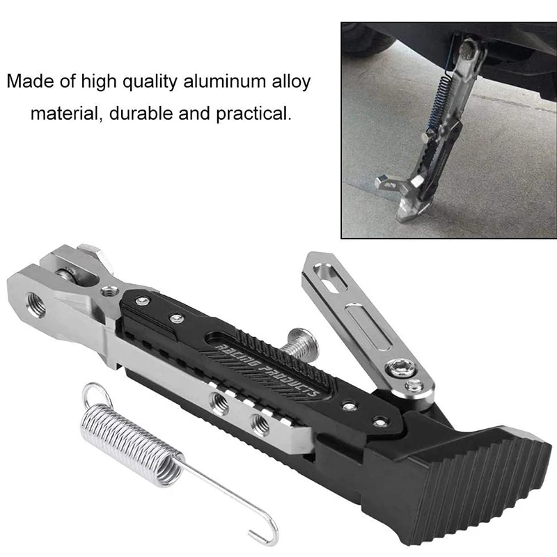 CNC Motorcycle Parking Kick Stand Motorbike Bicycle Adjustable Metal Foot Bracket Durable Corrosion Resistant Holder Accessories