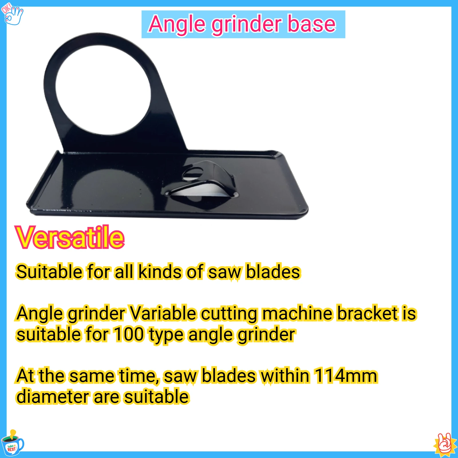 Angle grinder dedicated cutting bracket, variable cutting machine accessories, thickened bottom plate, cutting wood board