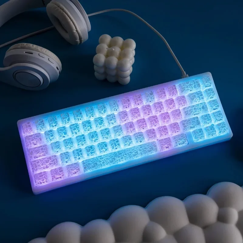 XVX Ice Crack New Version Pattern Shine-Through OEM Profile IMD-Tech Side Print White Keycaps