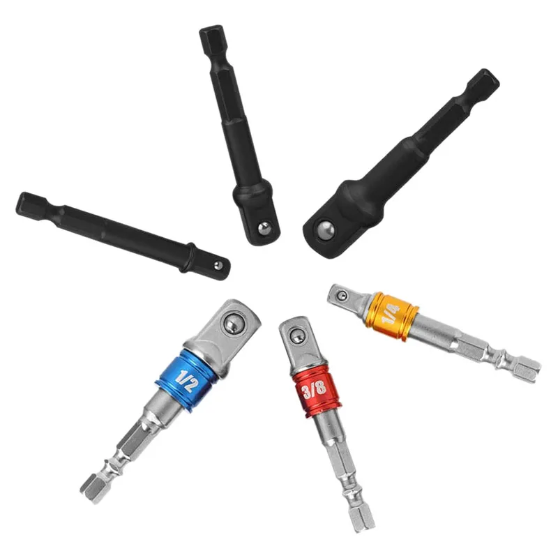 

ABLJ 6-шт. Адаптеры для торцевых бит 1/4 дюйма 3/8 дюйма 1/2 дюйма Набор ударных удлинителей для сверл, гайка, отвертка, наборы инструментов